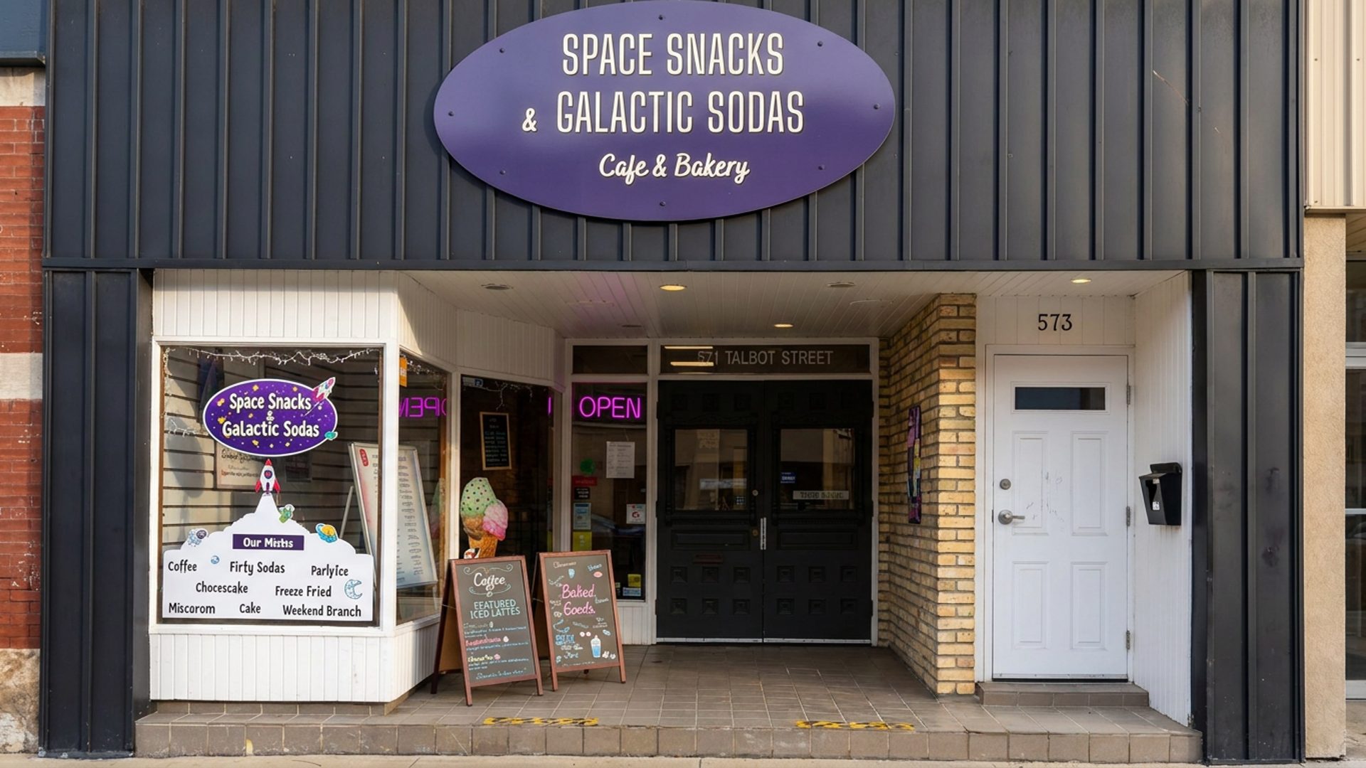 The café storefront