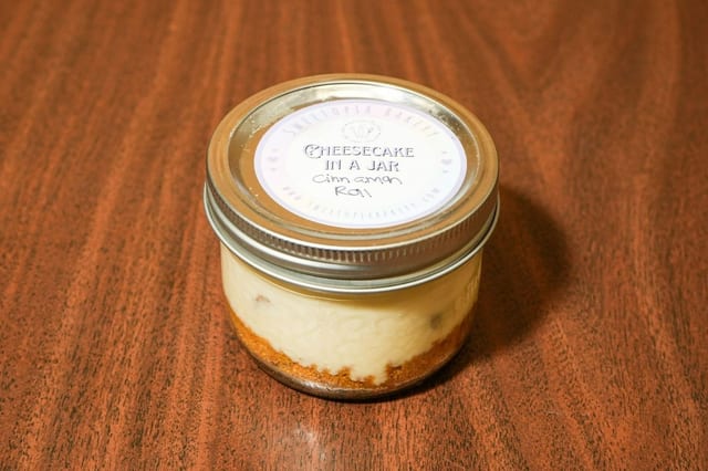 Cinnamon Roll Cheesecake in a Jar.